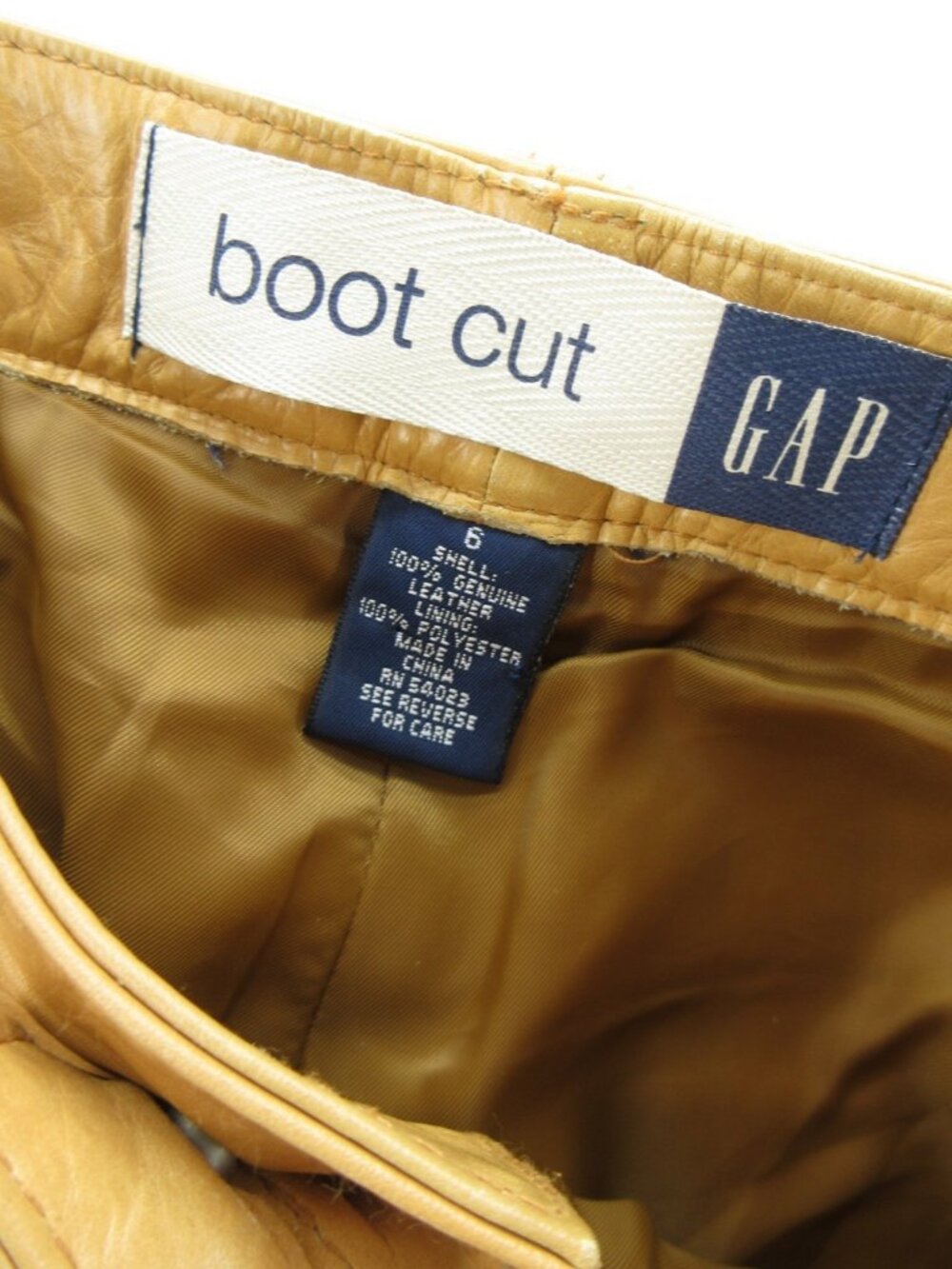VINTAGE Gap Pants 6 Camel Genuine Leather Bootcut Y2K Trousers * - Picture 10 of 11